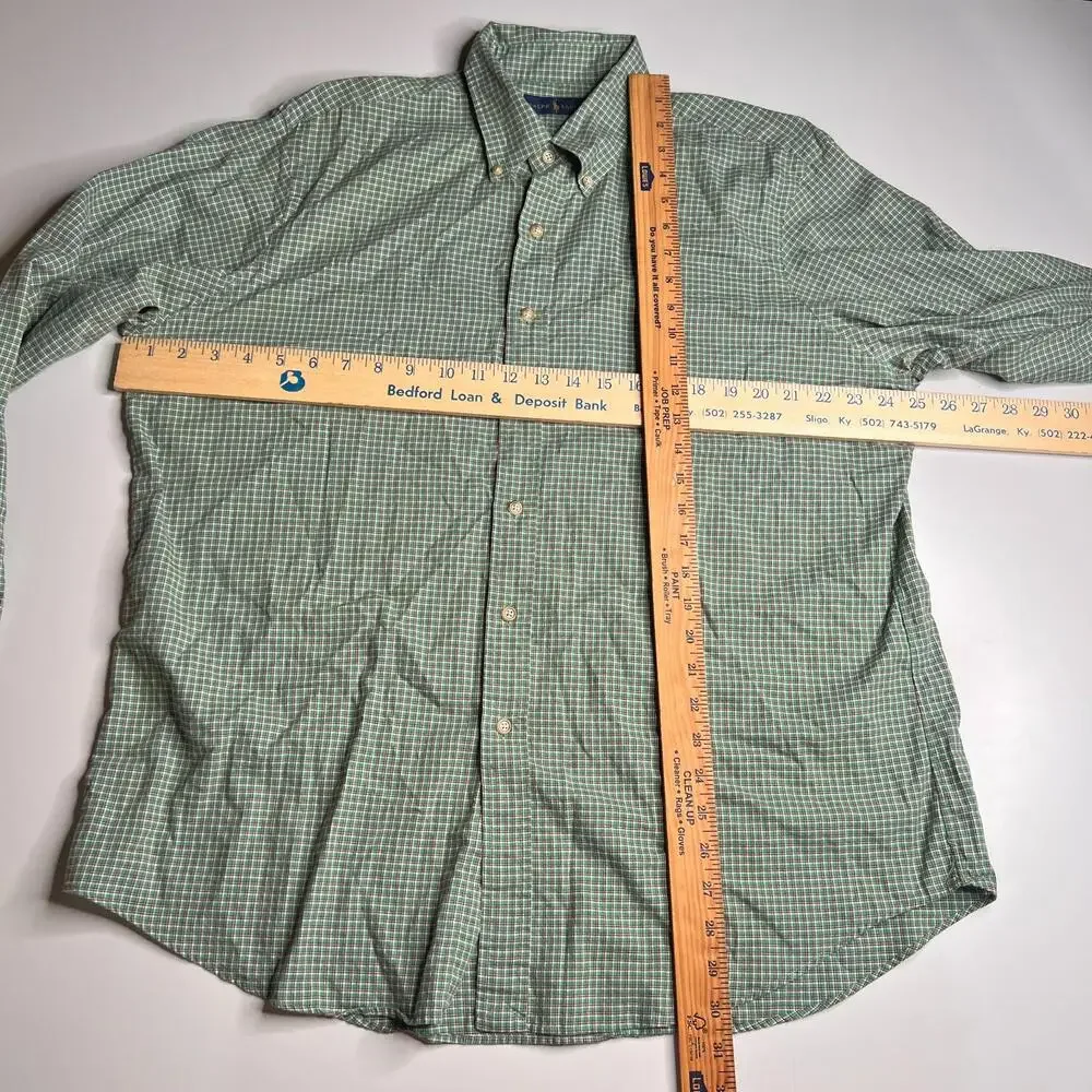 Lot 2 Ralph Lauren Men’s XL Button Down Shirts Blue & Green‎ Plaid 100% Cotton - Picture 3 of 14